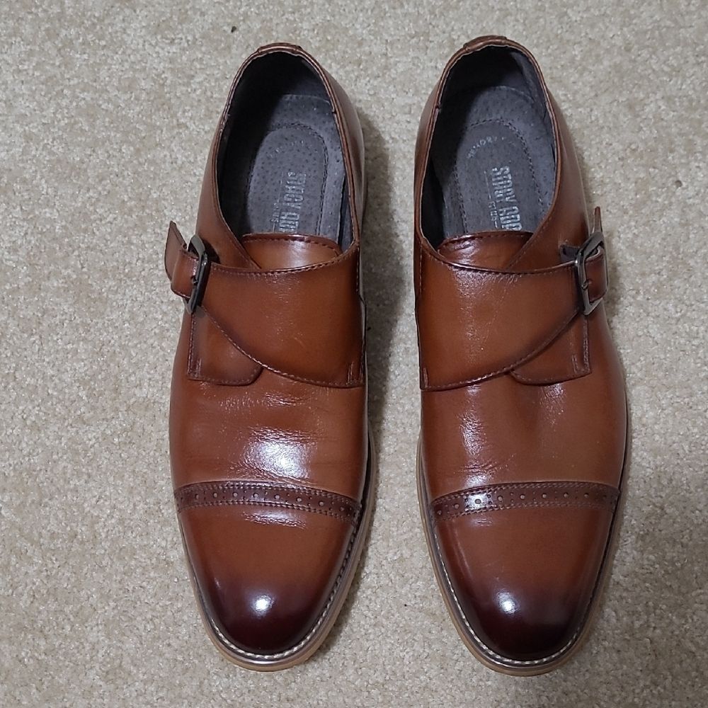 Stacy Adams Brown Leather Cognac Men's Shoes With Monkstrap